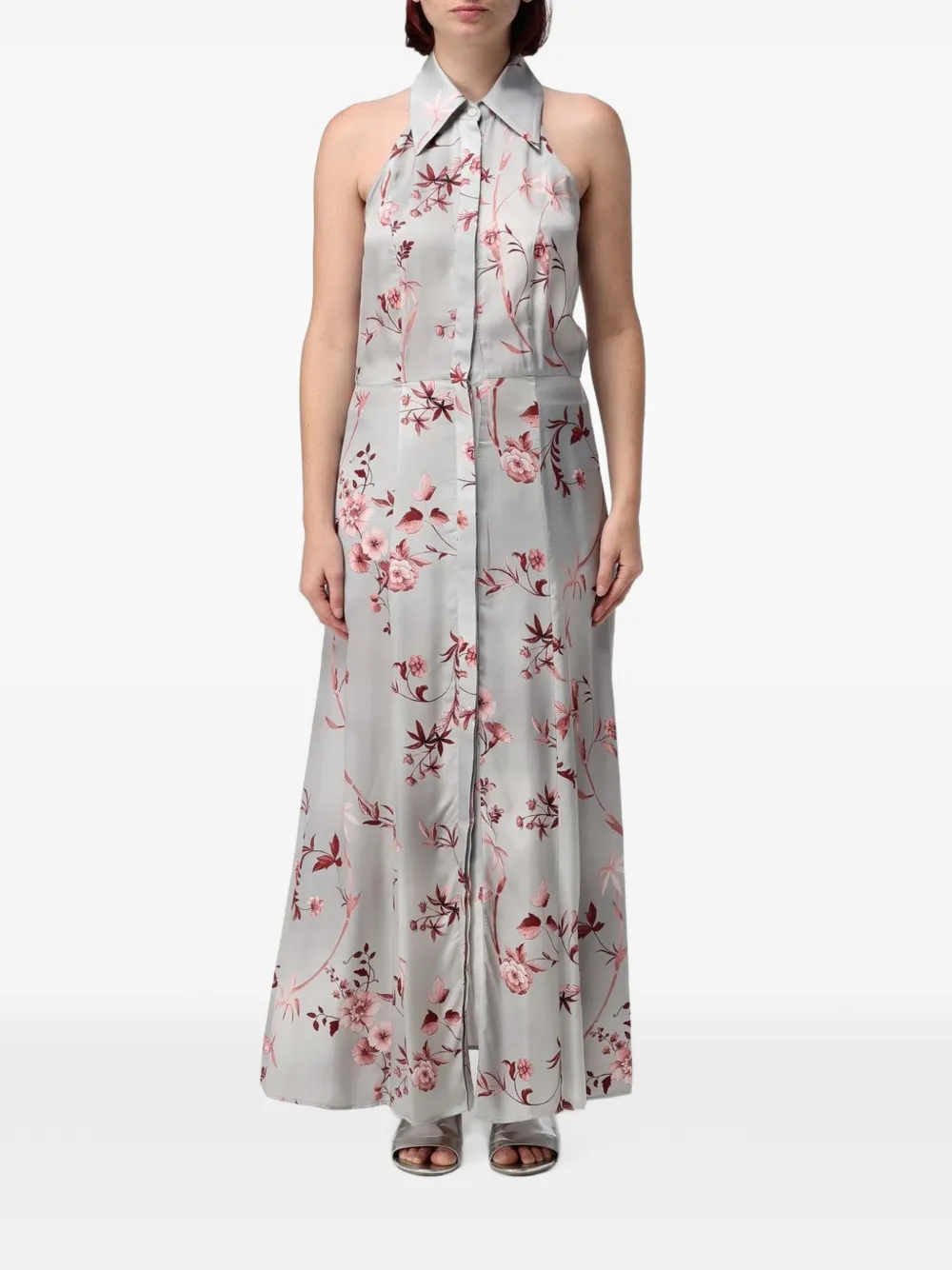 CRIDA Campanula floral-print maxi dress - Grau