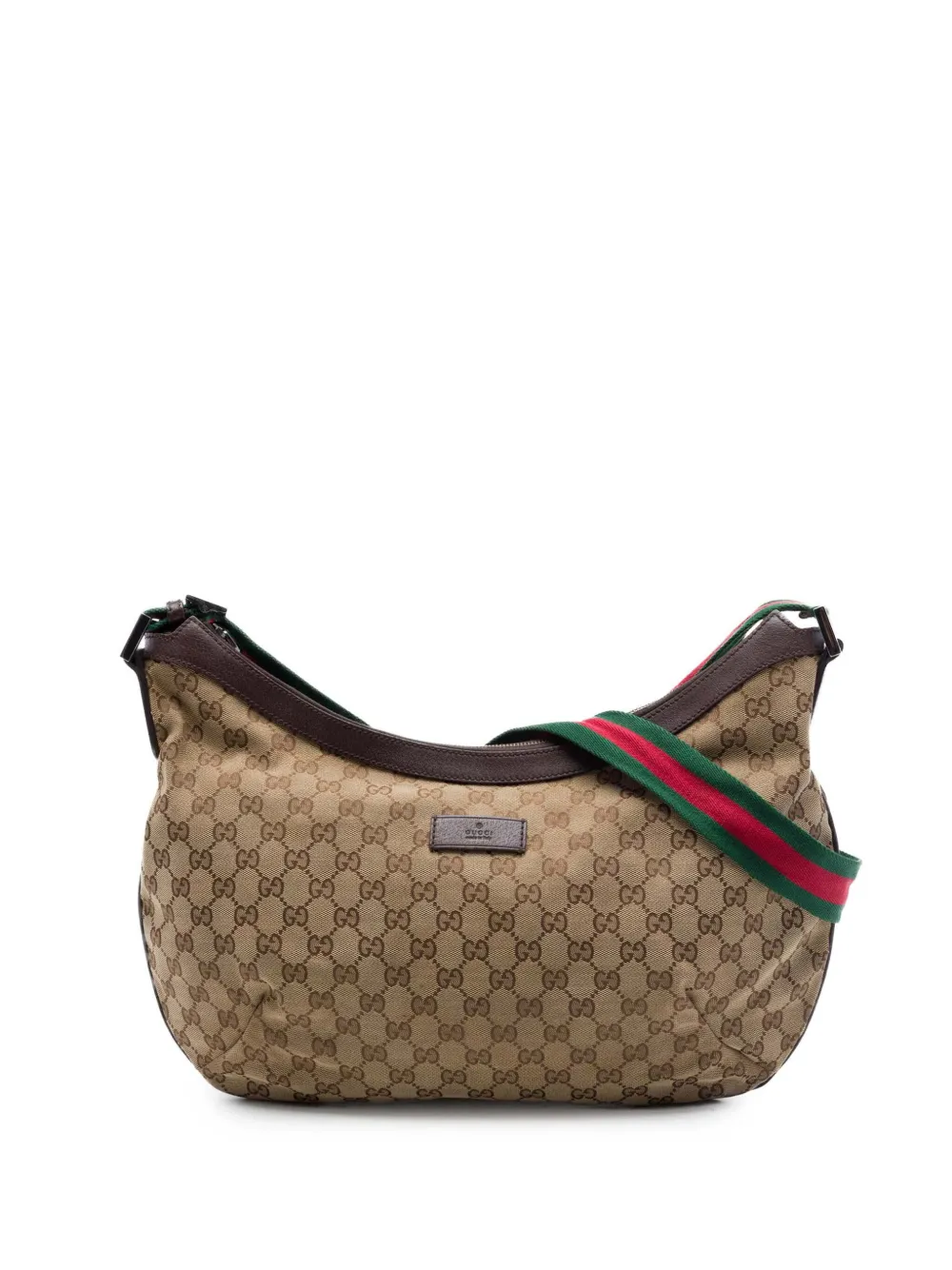 Gucci Pre-Owned 2016-2026 GG Canvas Web Half Moon crossbody bag - Nude