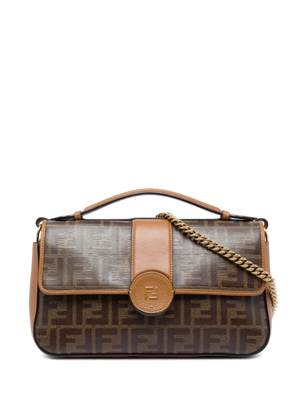 Fendi Pre-Owned 2010-2026 Zucca Crystal Double F Baguette satchel - Brown