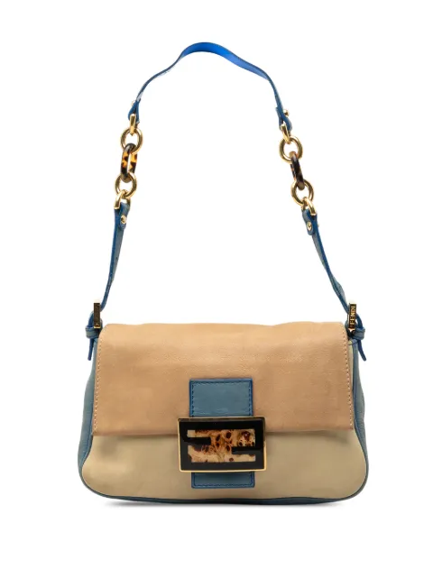 Fendi Pre-Owned 2010-2026 Mini Suede and Calfskin Colorblock Tortoiseshell Chain Mamma Forever shoulder bag