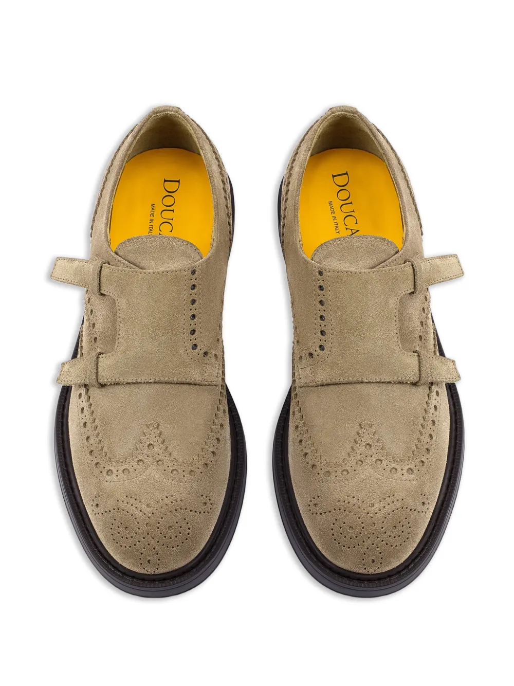 Doucal's brogue-detail double-strap monk shoes Beige