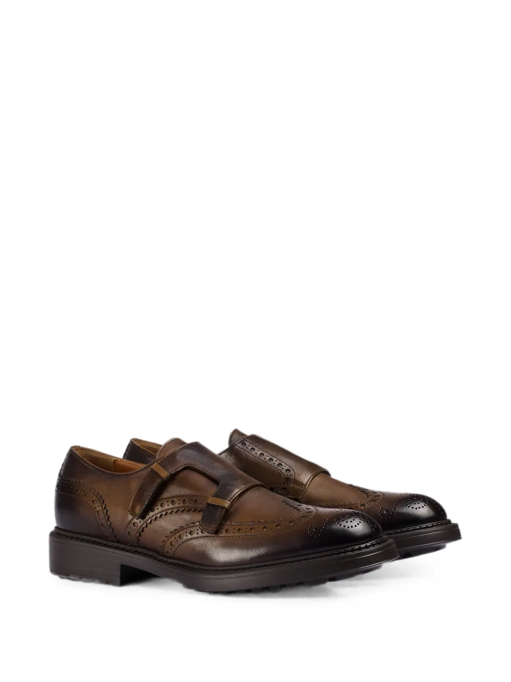 Doucal's brogue-detail double-strap monk shoes Bruin