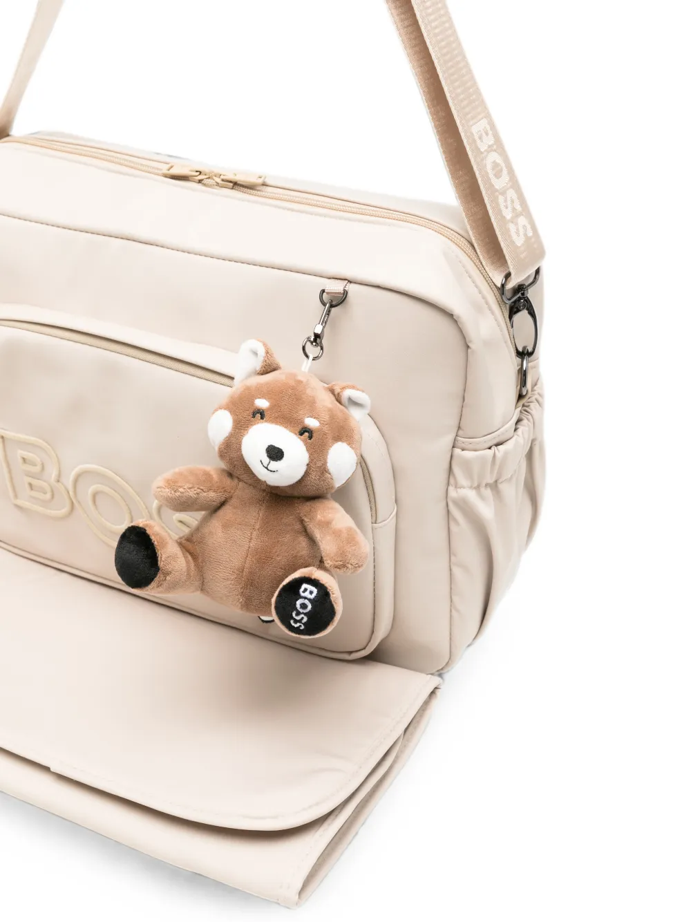 BOSS Kidswear Luiertas met geborduurd logo en teddy-bedel Beige