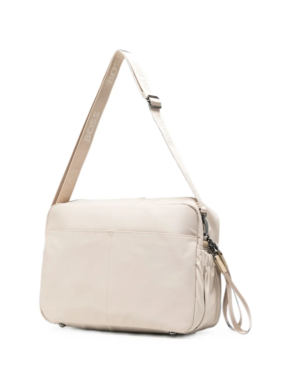 BOSS Kidswear Luiertas met geborduurd logo en teddy-bedel Beige