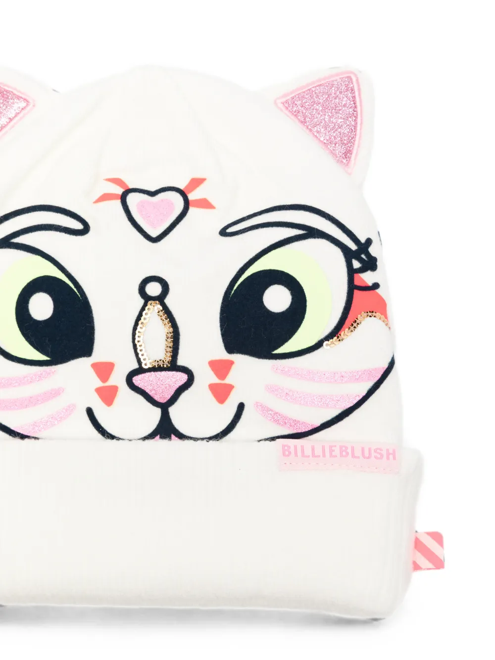 Billieblush Gebreide muts met kattenprint Wit