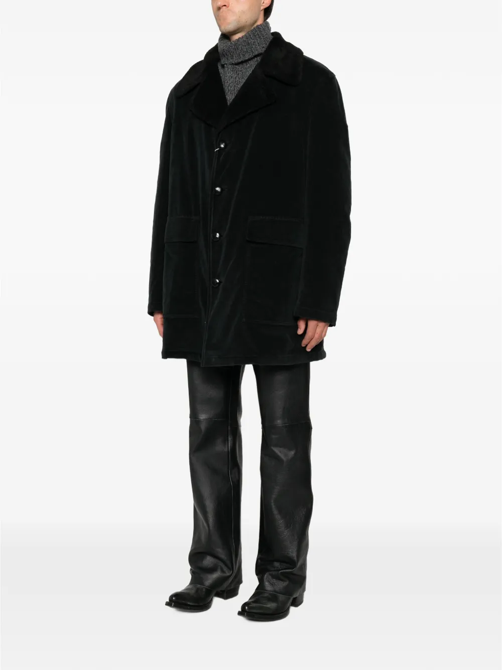 MM6 Maison Margiela Leren jas Zwart