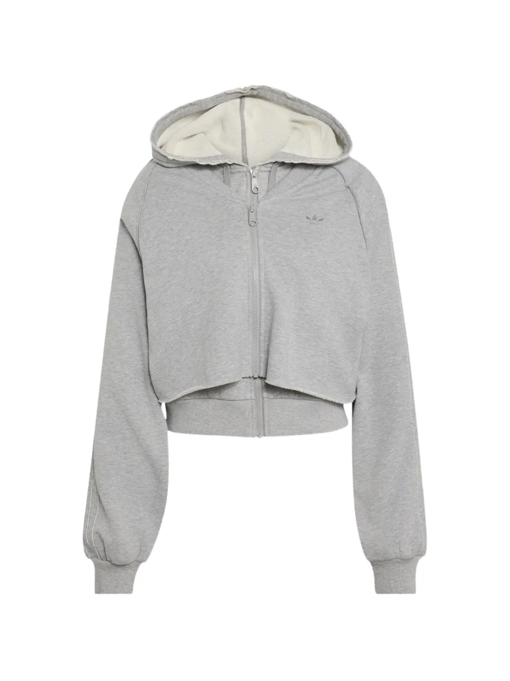 adidas layered-effect raw-edge hoodie - Grau