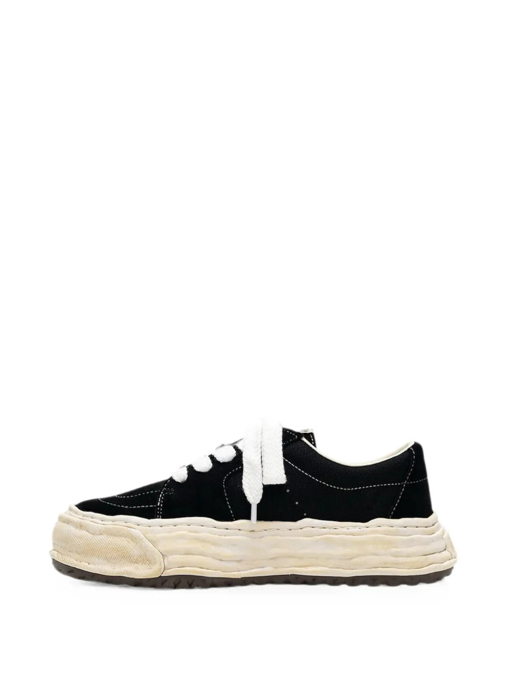 Maison MIHARA YASUHIRO Eric OG sole overdyed mix-material low-top sneakers Zwart