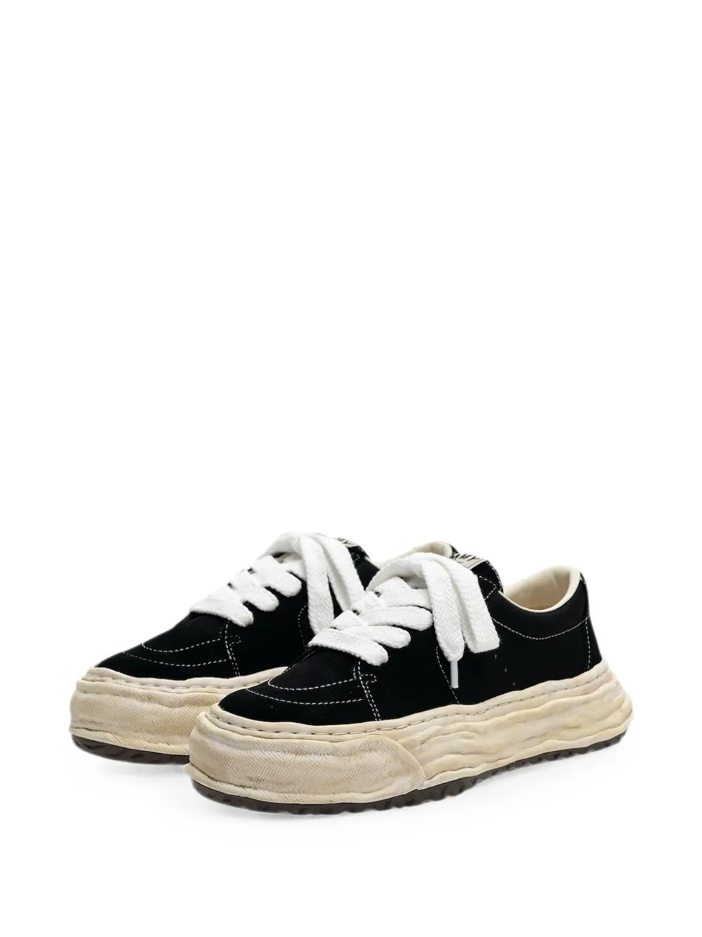 Maison MIHARA YASUHIRO Eric OG sole overdyed mix-material low-top sneakers Zwart