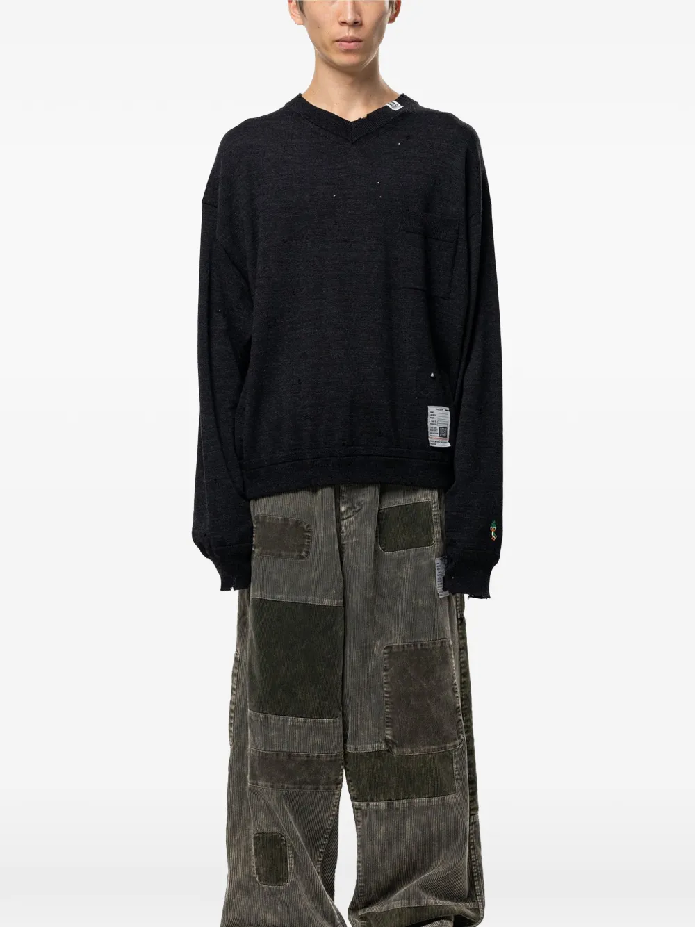Maison MIHARA YASUHIRO distressed knit sweatshirt Zwart