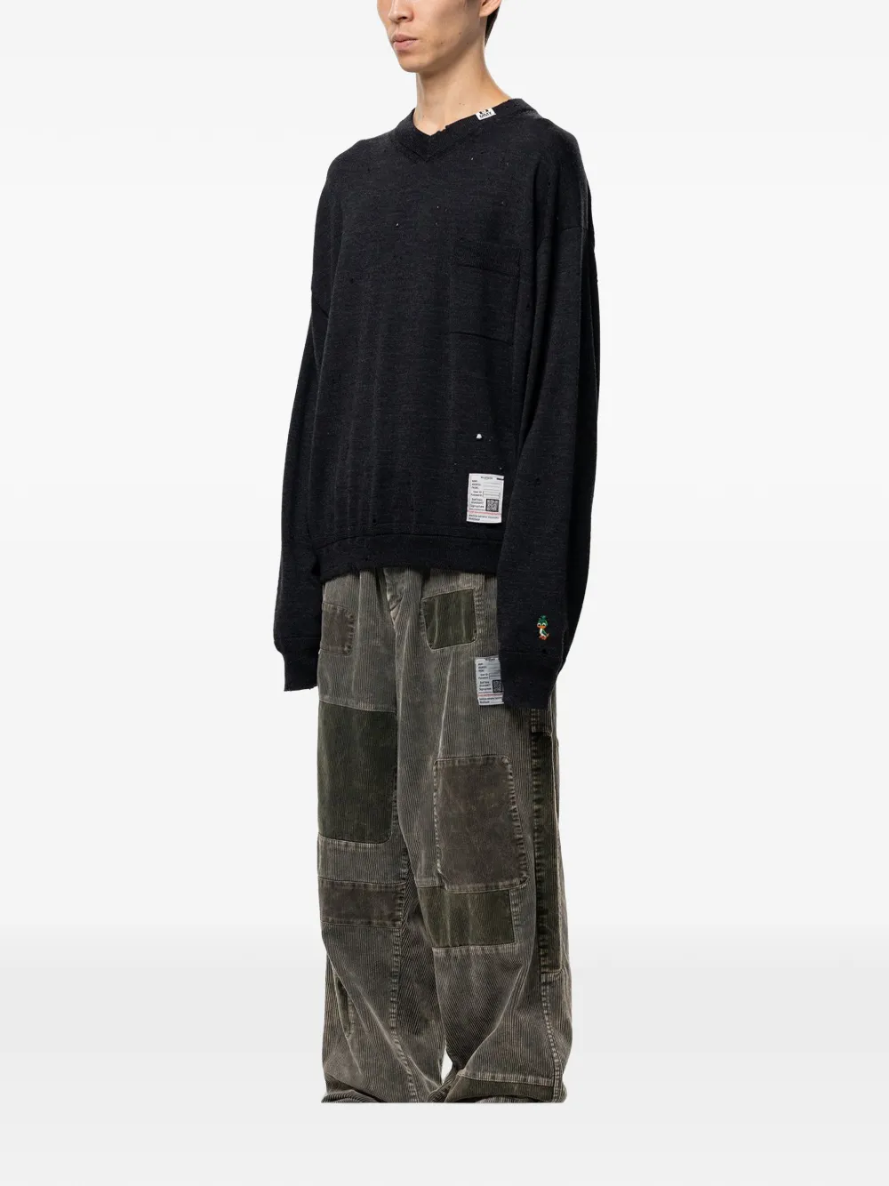 Maison MIHARA YASUHIRO distressed knit sweatshirt Zwart