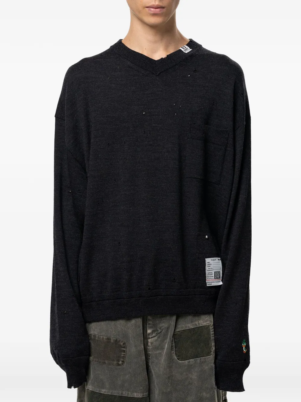 Maison MIHARA YASUHIRO distressed knit sweatshirt Zwart