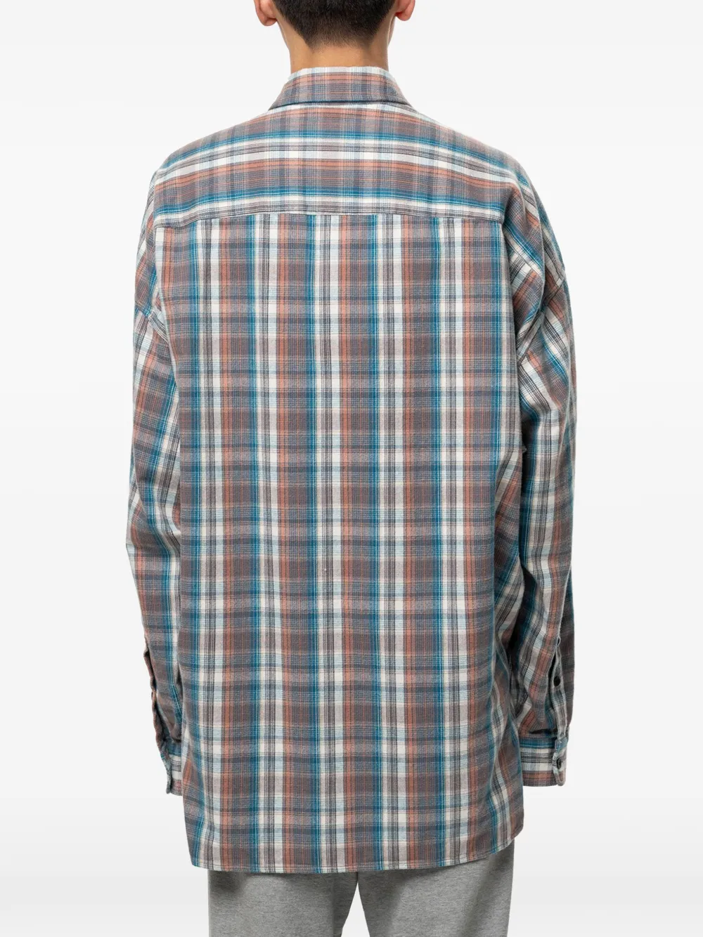 Maison MIHARA YASUHIRO check long sleeve shirt Blauw