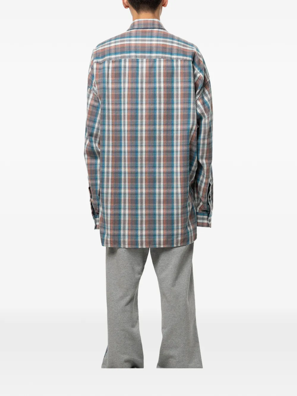 Maison MIHARA YASUHIRO check long sleeve shirt Blauw
