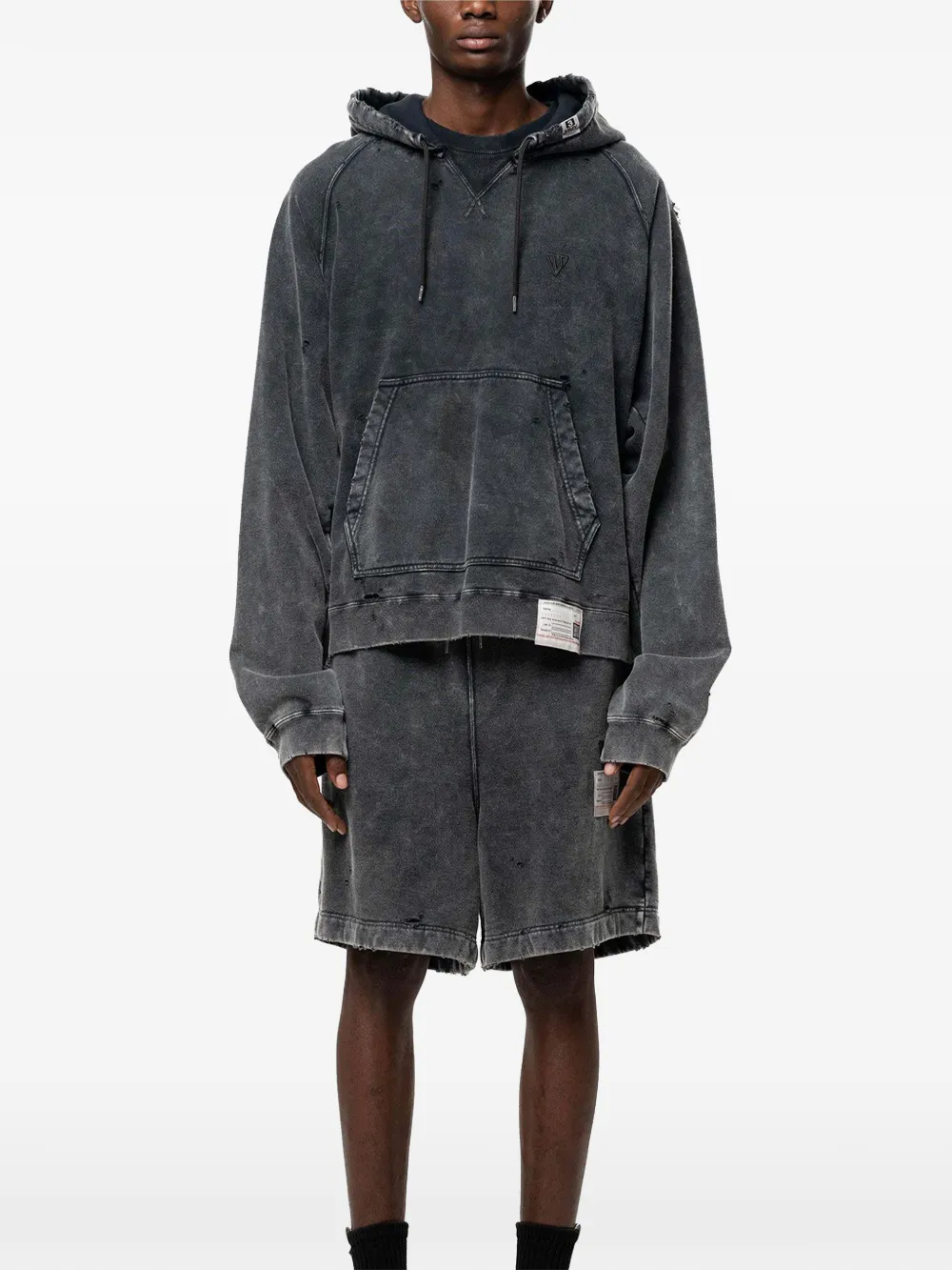 Miharayasuhiro Bleached Hoodie In Black