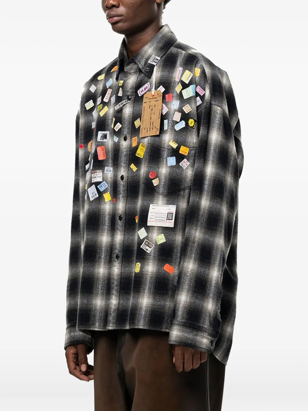 Maison MIHARA YASUHIRO Geruit overhemd met print Zwart