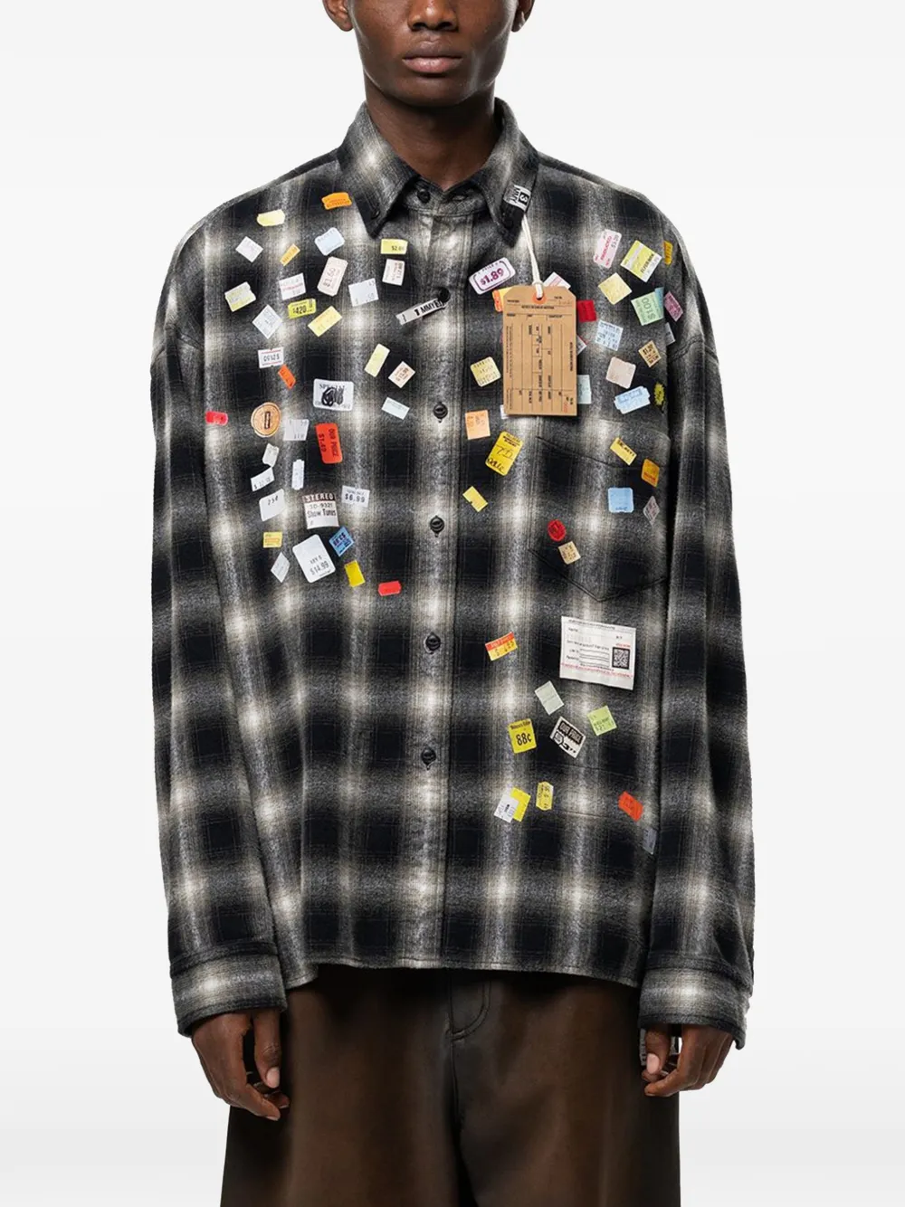 Maison MIHARA YASUHIRO Price Sticker printed check shirt - Noir