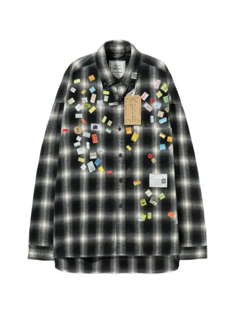 Maison MIHARA YASUHIRO price sticker printed check shirt