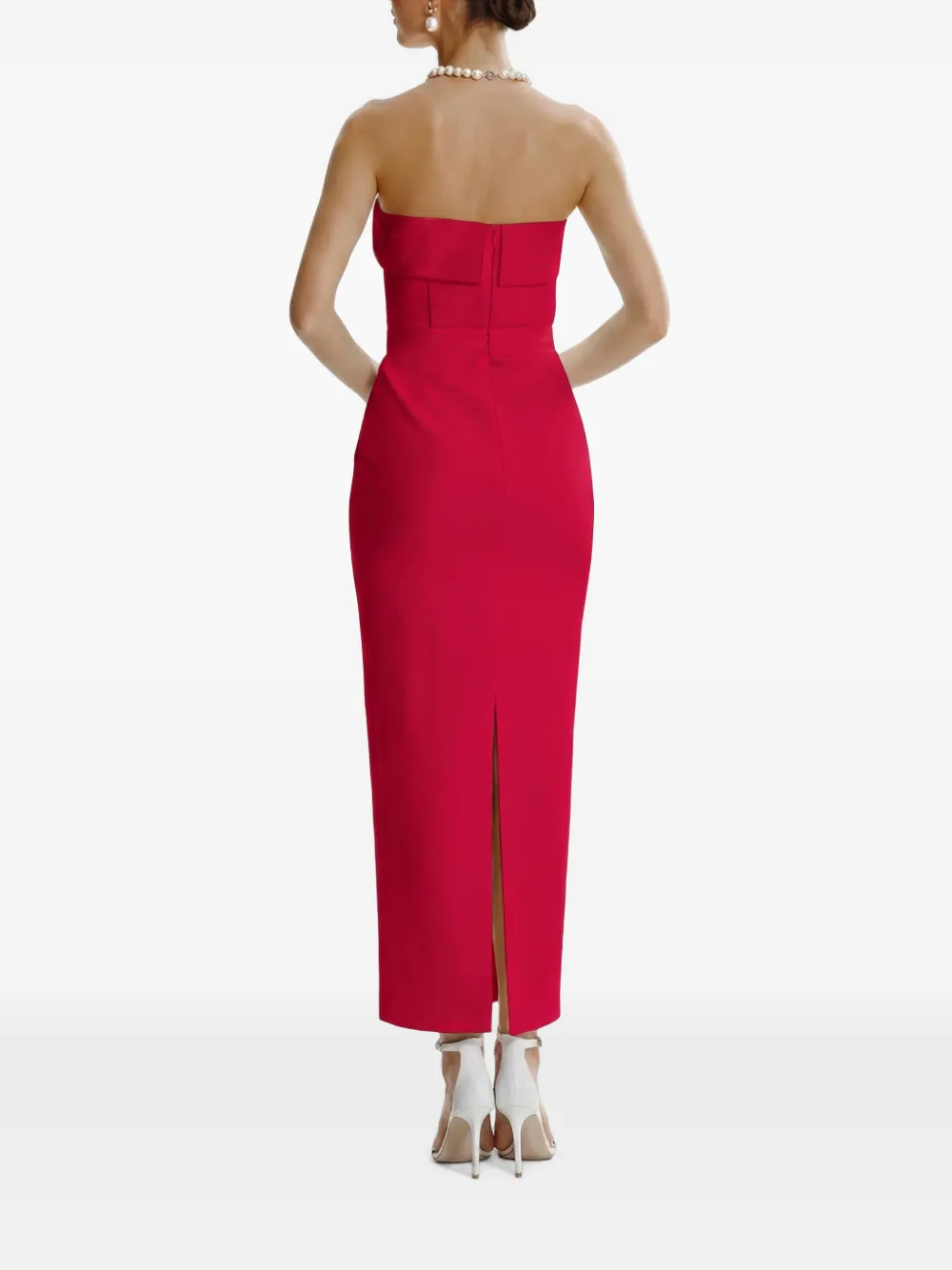 FRAMBOISE Asma strapless maxi-jurk Rood
