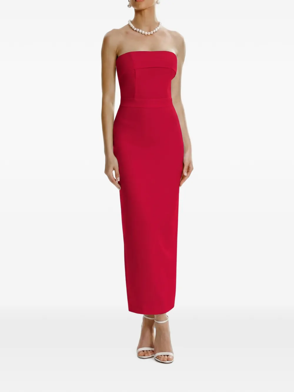 FRAMBOISE Asma strapless maxi-jurk Rood