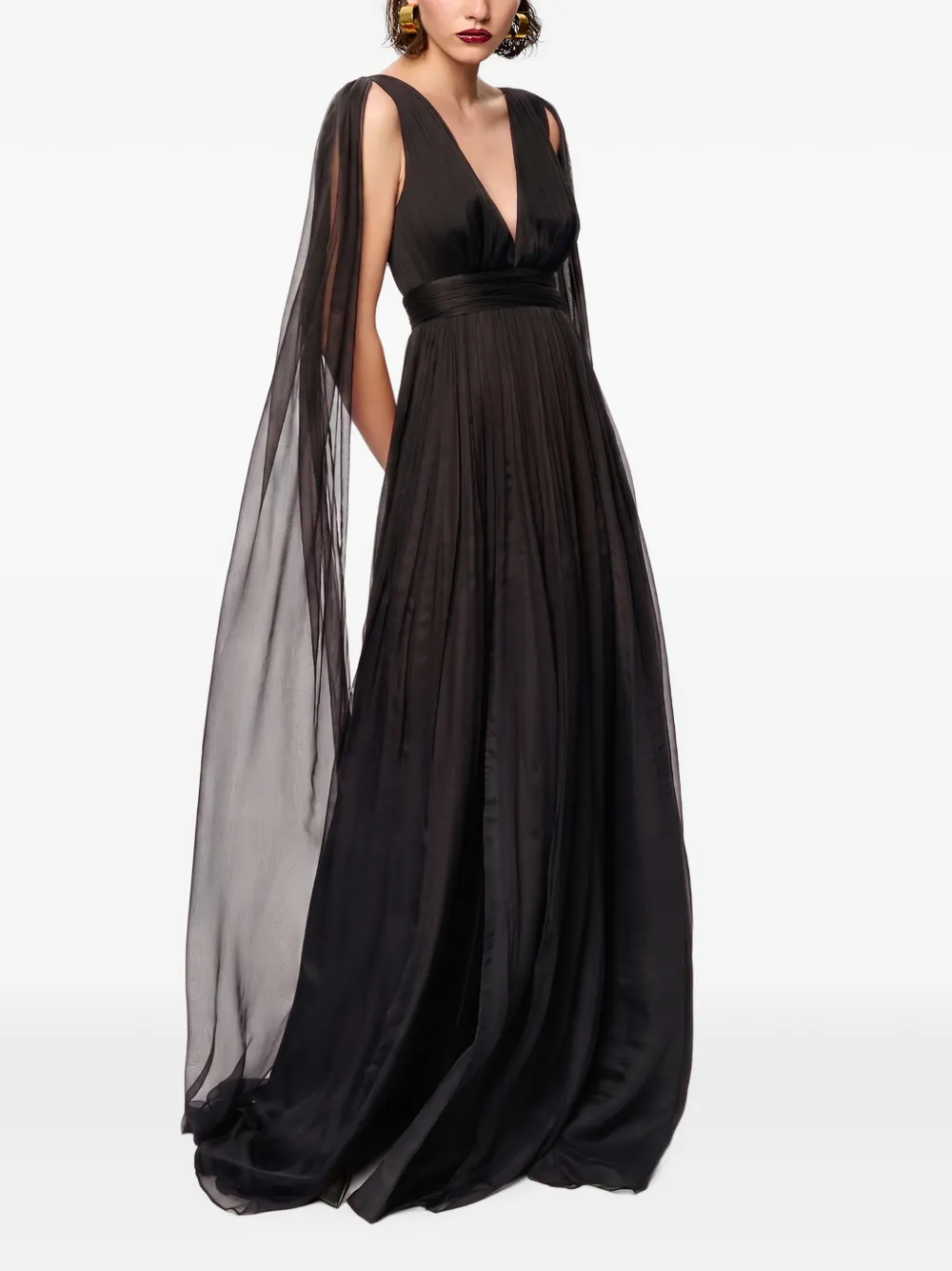 FRAMBOISE Yamina maxi-jurk met cape Zwart