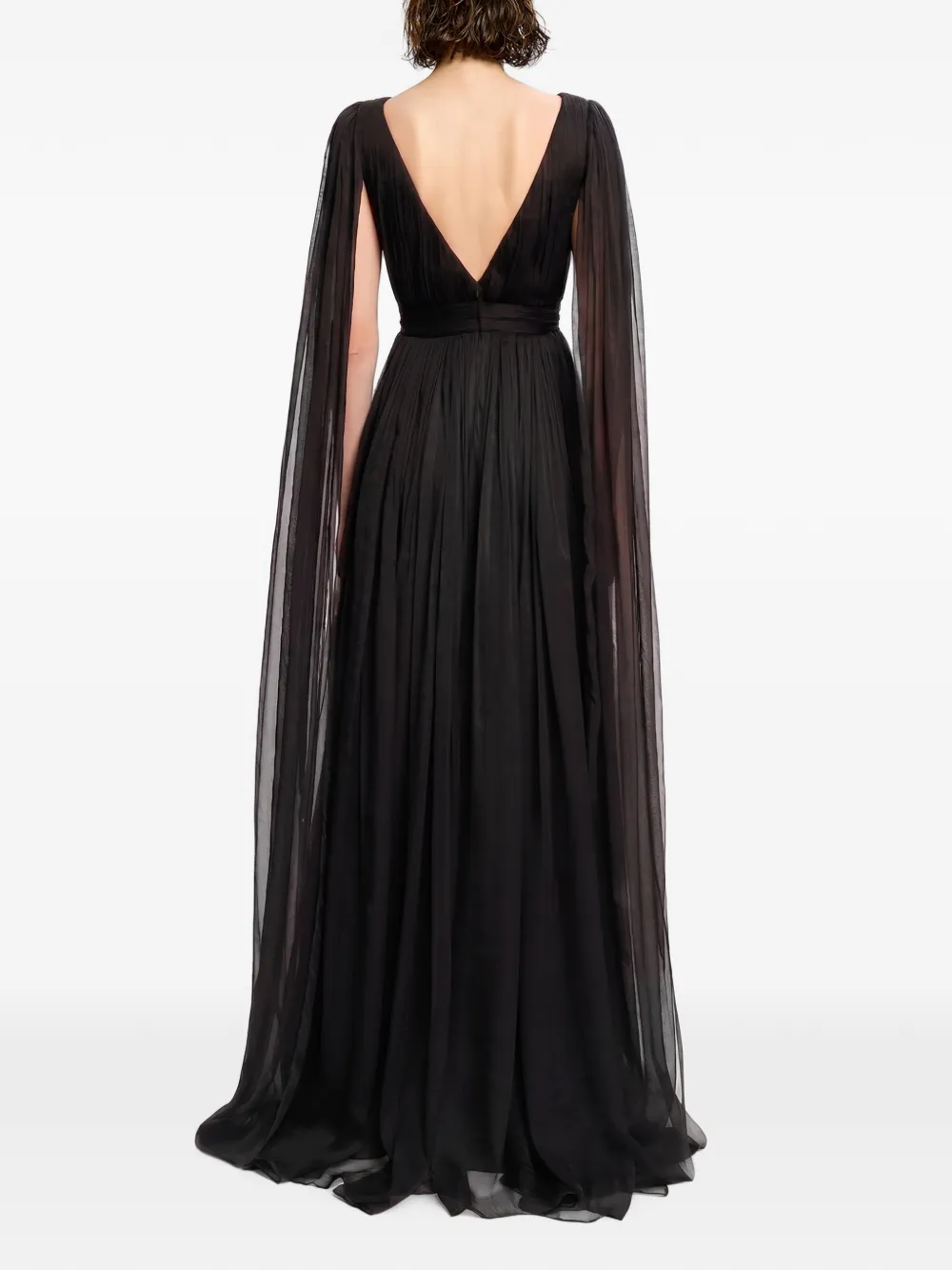 FRAMBOISE Yamina maxi-jurk met cape Zwart
