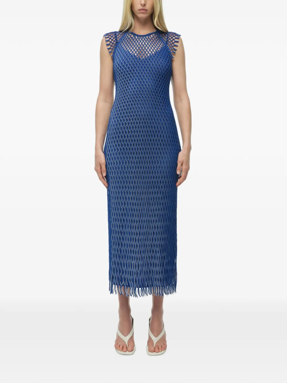 SIMKHAI Faylen open-weave midi dress Blauw