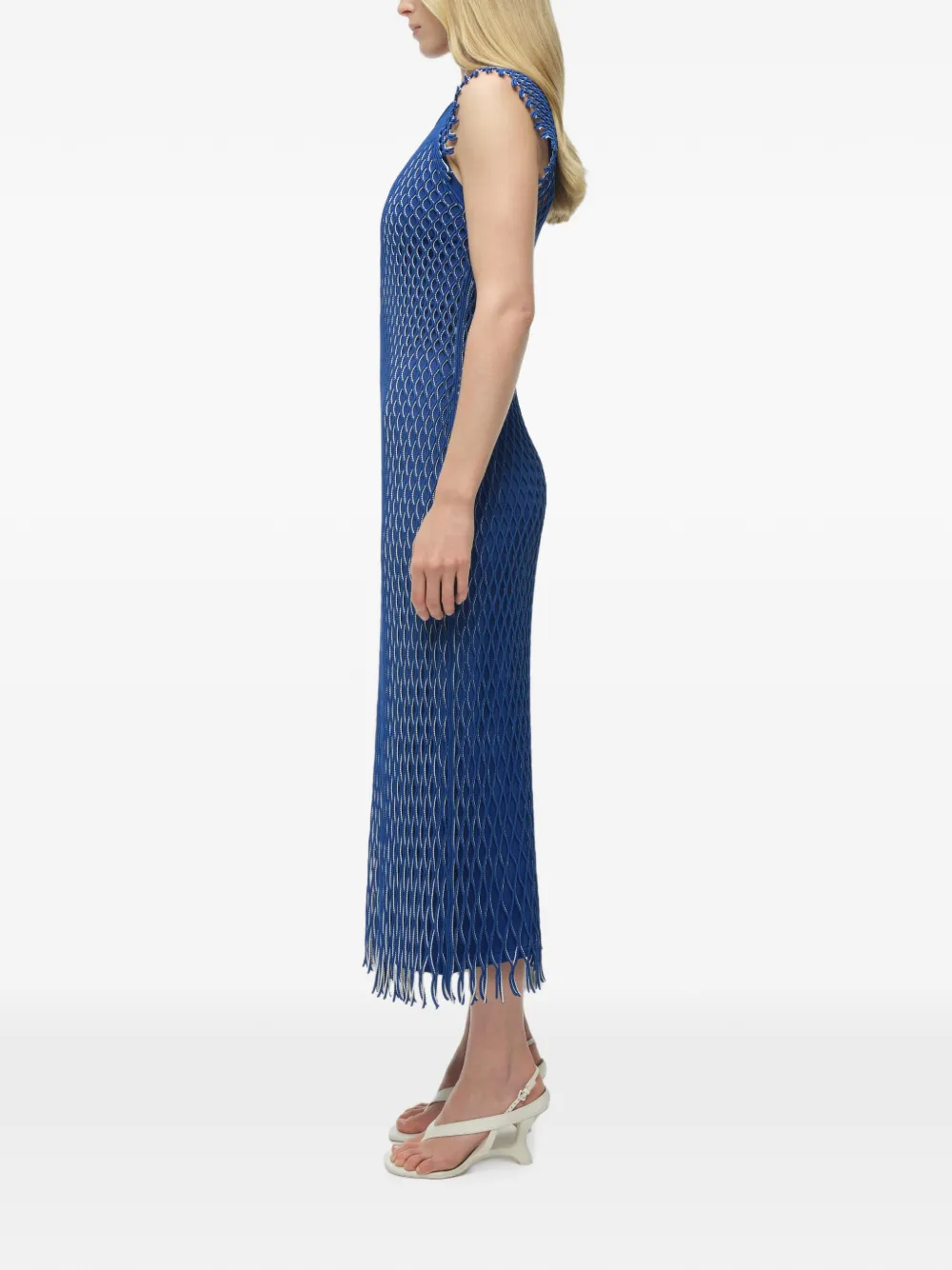 SIMKHAI Faylen open-weave midi dress Blauw