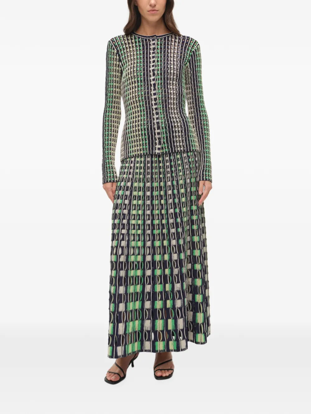 SIMKHAI Mabel Eyelet-knit Cardigan in Blue, view 2