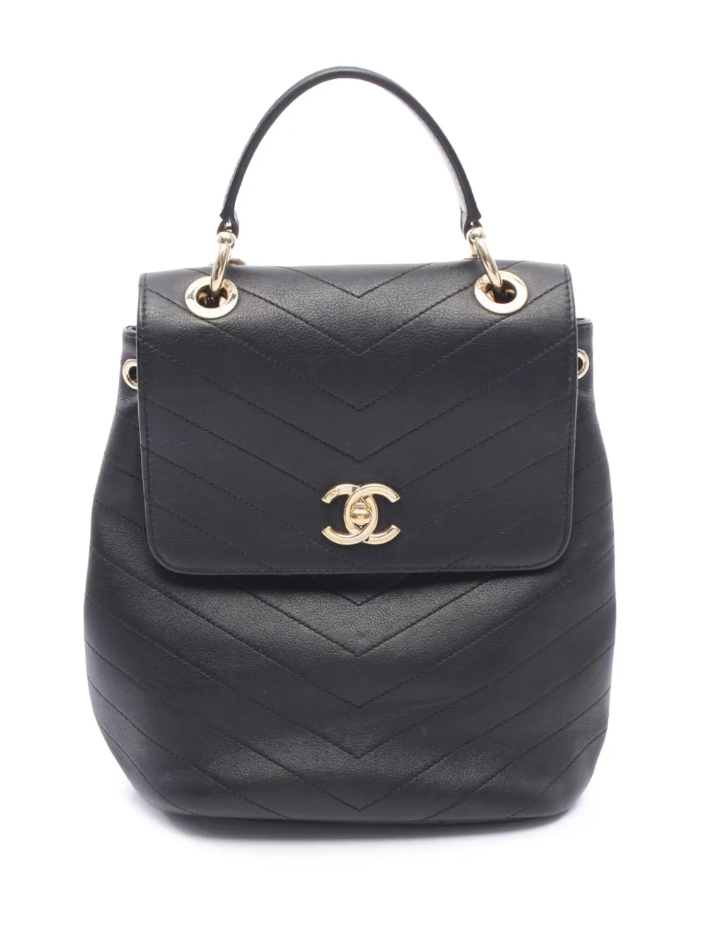 CHANEL Pre-Owned 2019 Chevron Calfskin backpack - Nero