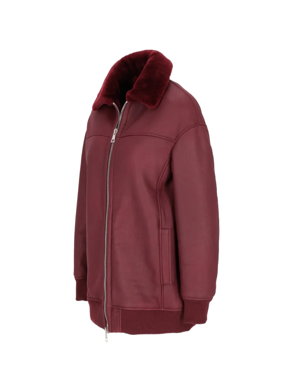 La-Rose shearling-collar bomber jacket Rood
