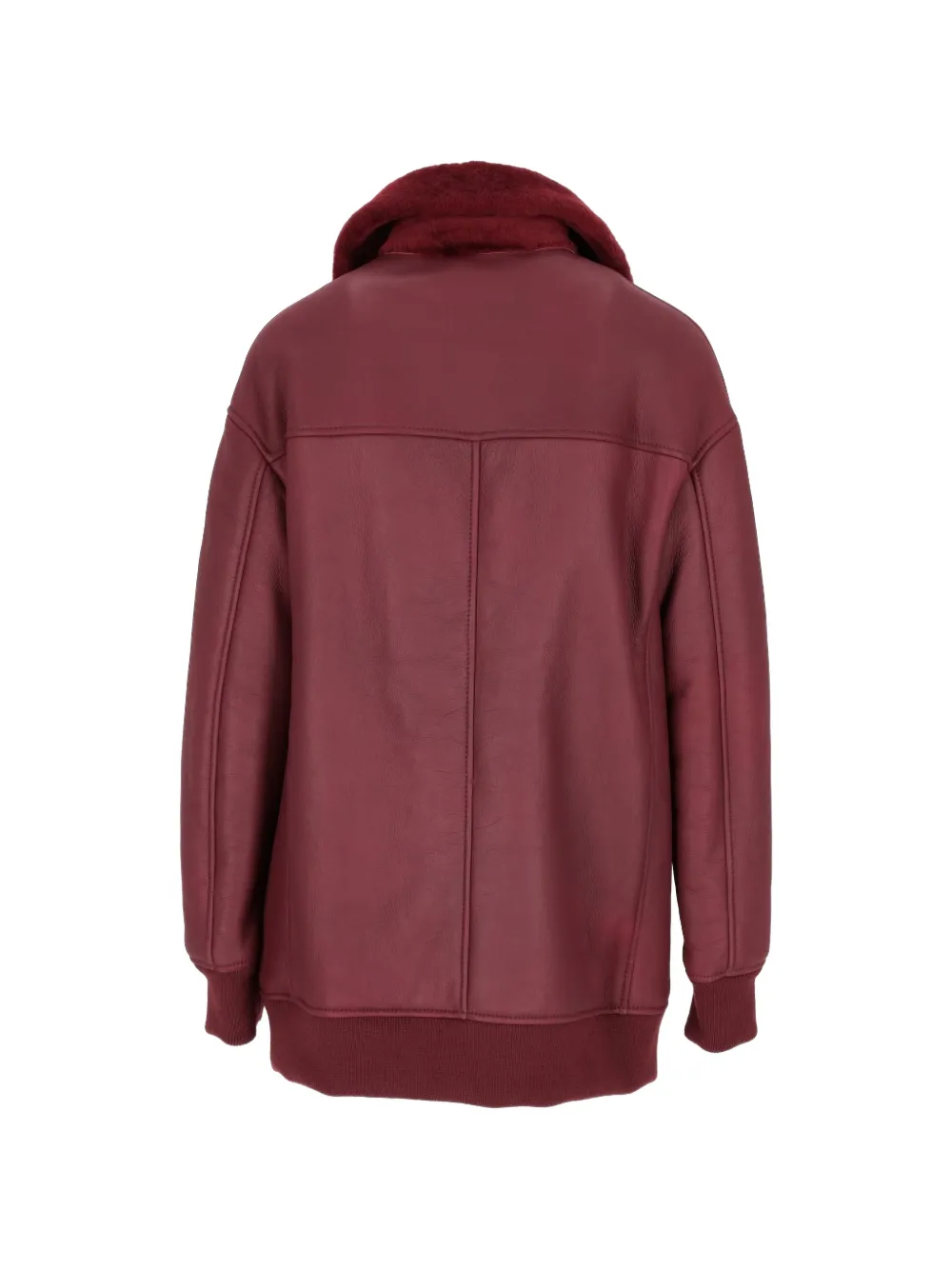 La-Rose shearling-collar bomber jacket Rood