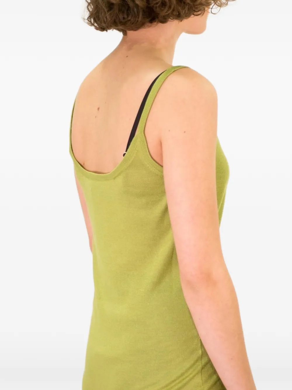 La-Rose Fijngebreide tanktop met diepe ronde hals Groen