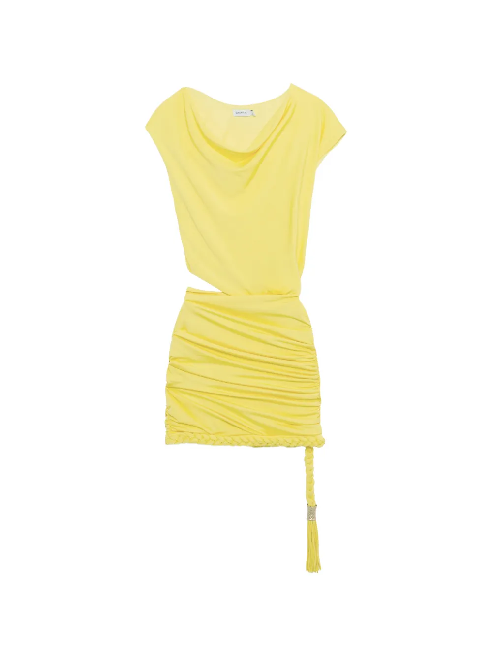 Simkhai Nyla draped braided-hem mini dress - Gelb