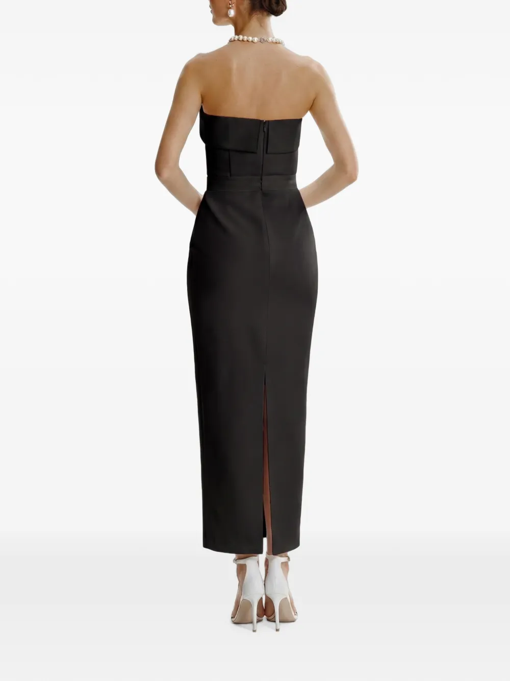 FRAMBOISE Asma strapless maxi-jurk Zwart