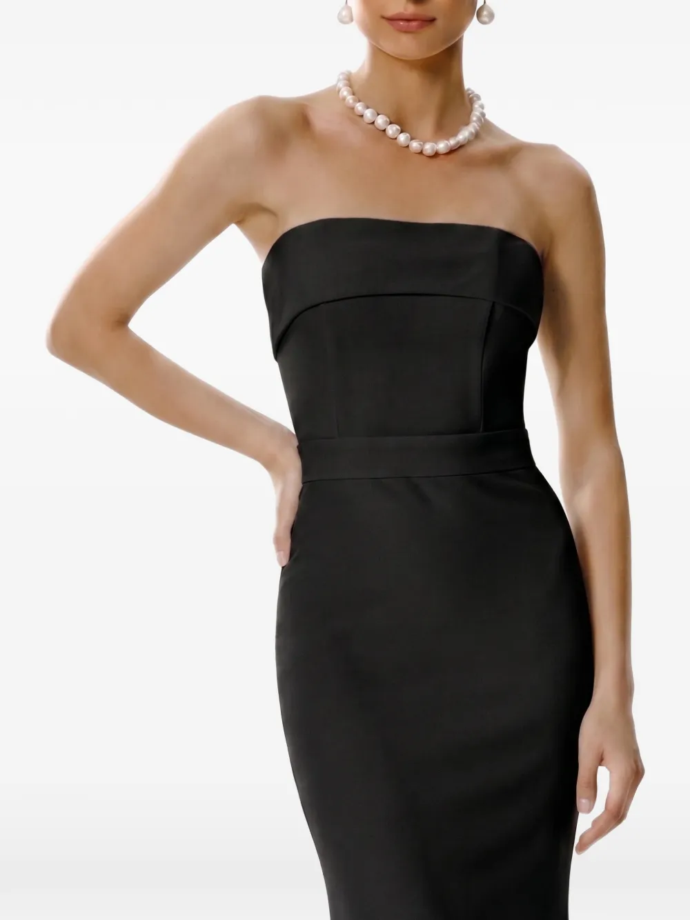 FRAMBOISE Asma strapless maxi-jurk Zwart