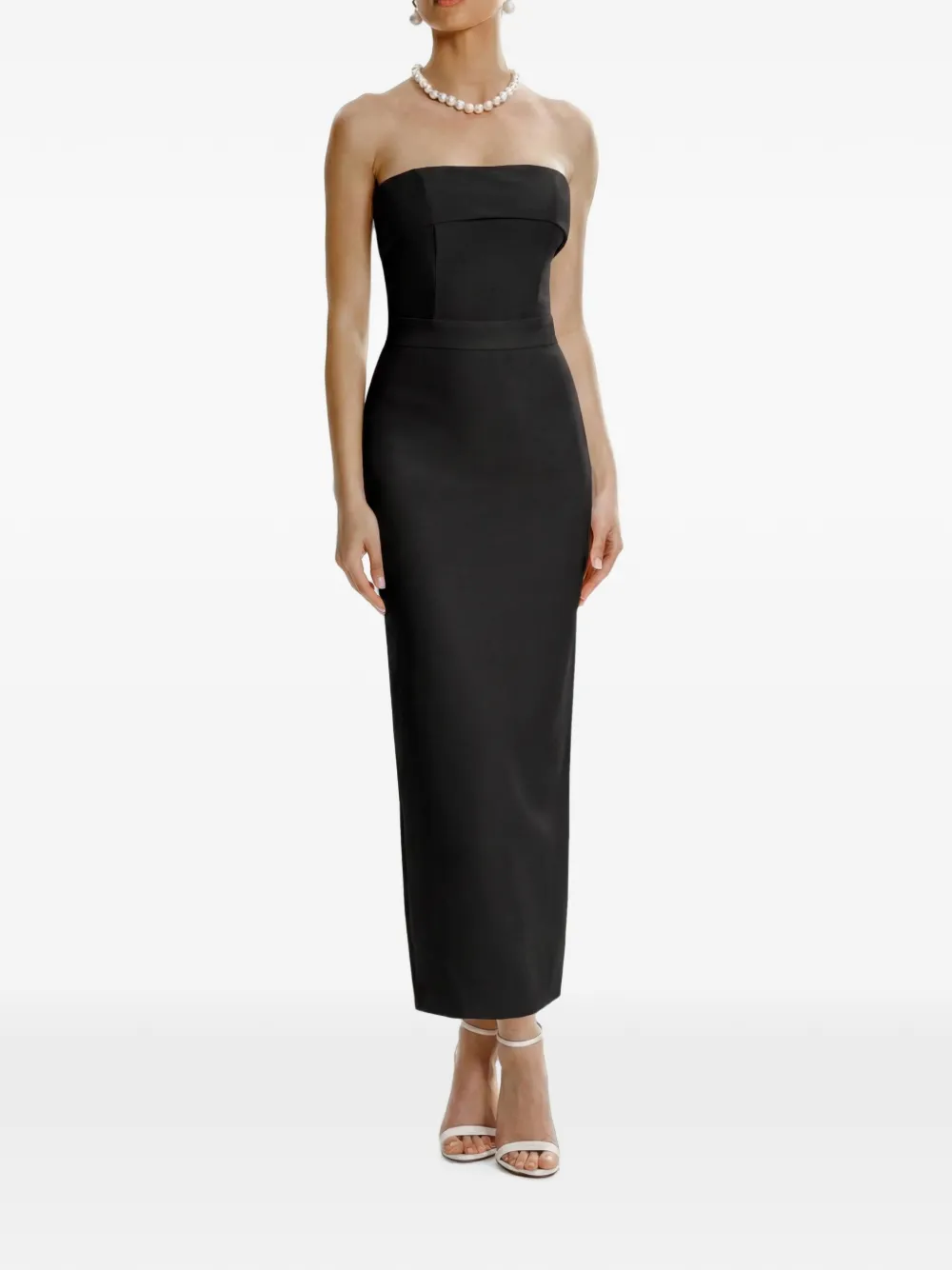 FRAMBOISE Asma strapless maxi-jurk Zwart