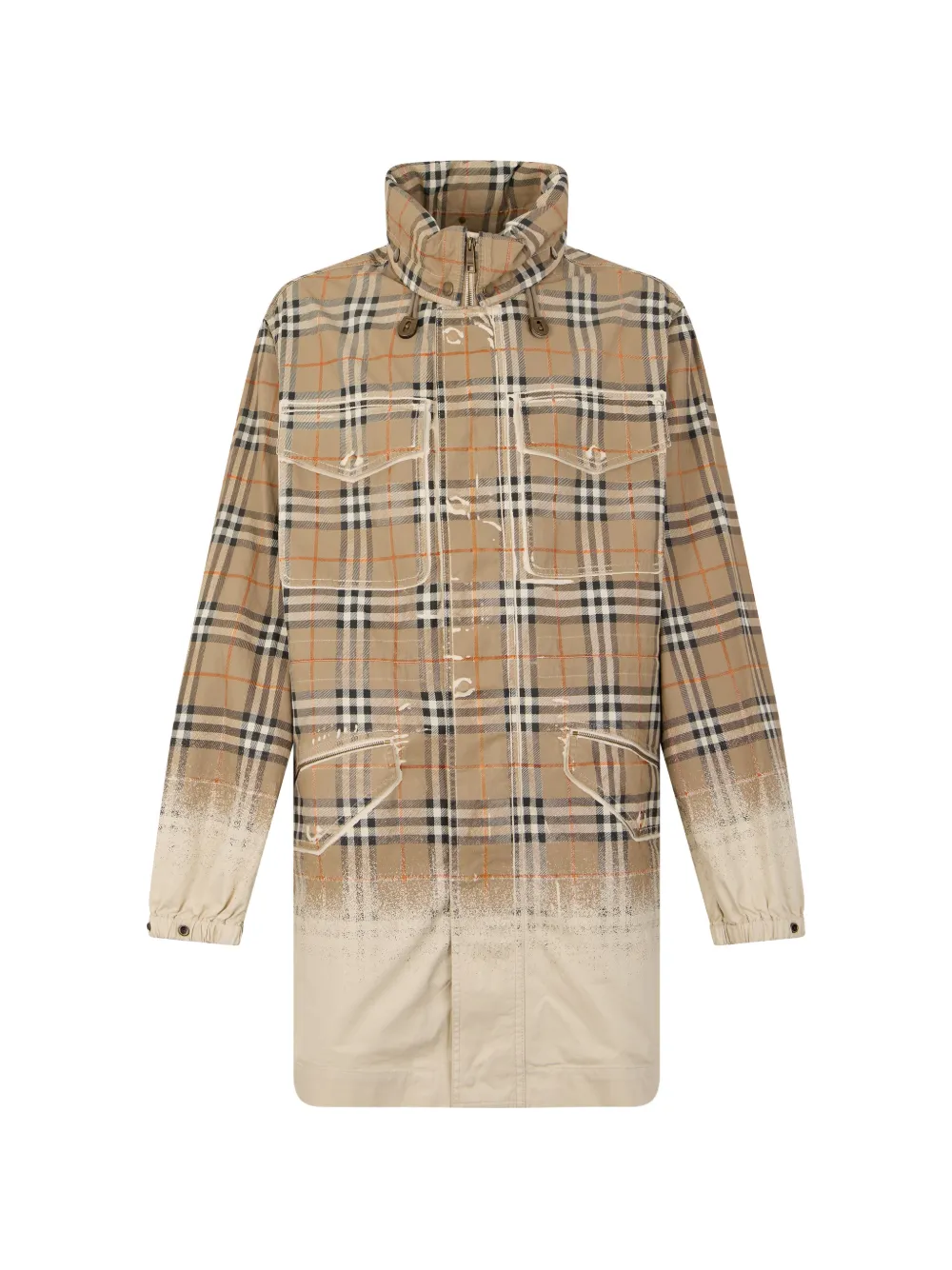 Burberry Gradient Check tropical gabardine parka - Toni neutri