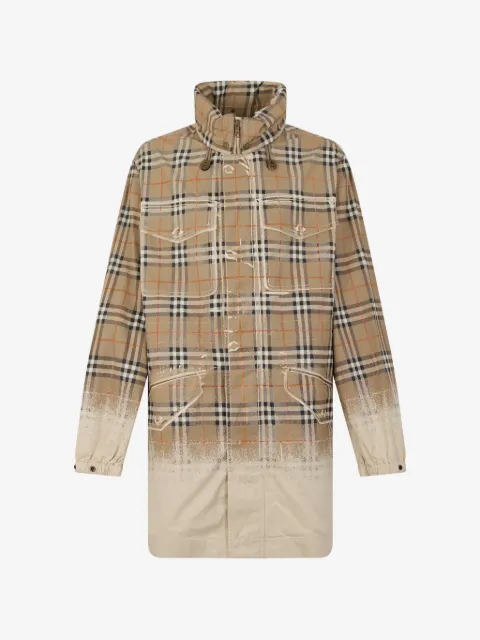 Burberry parka de gabardina con motivo Gradient Check