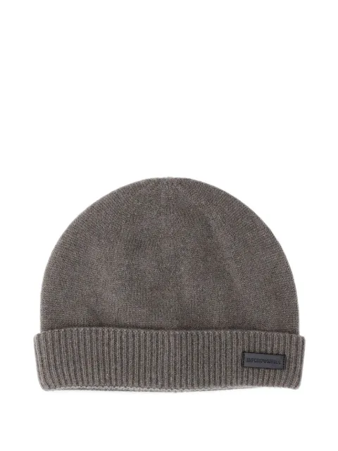 Emporio Armani ribbed-knit cashmere beanie hat