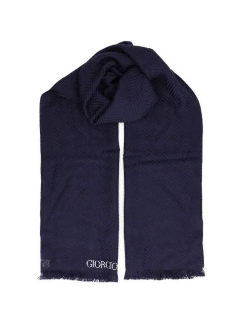 Giorgio Armani herringbone-knit fringed scarf