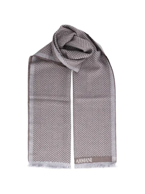 Giorgio Armani herringbone-pattern fringed scarf