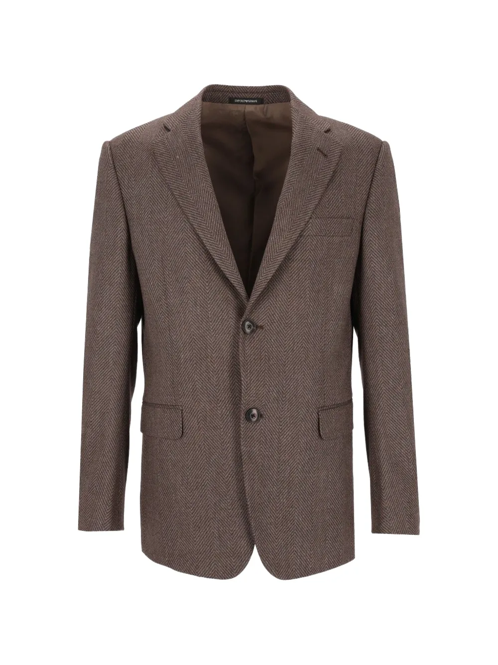 Emporio Armani herringbone single-breasted suit - Marrone