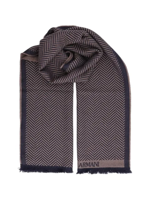 Giorgio Armani herringbone virgin-wool scarf