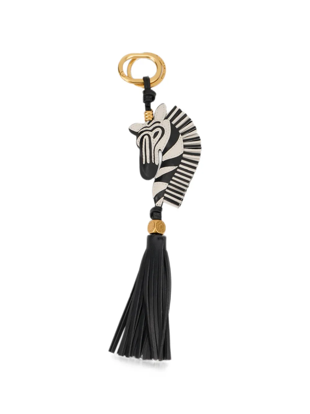 GIANNI CHIARINI zebra-motif tassel keyring - Schwarz