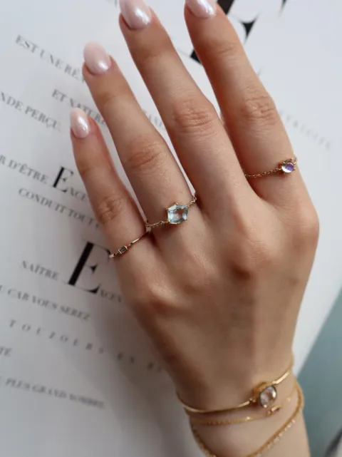 YI Collection Contour aquamarine and diamond ring