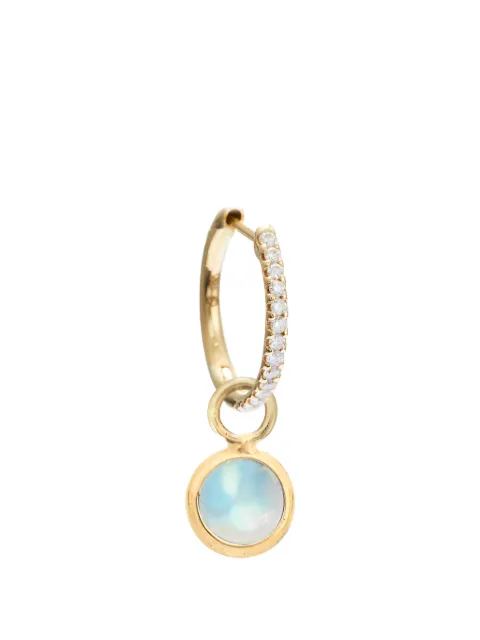 YI Collection rainbow moonstone and diamond hoop earrings