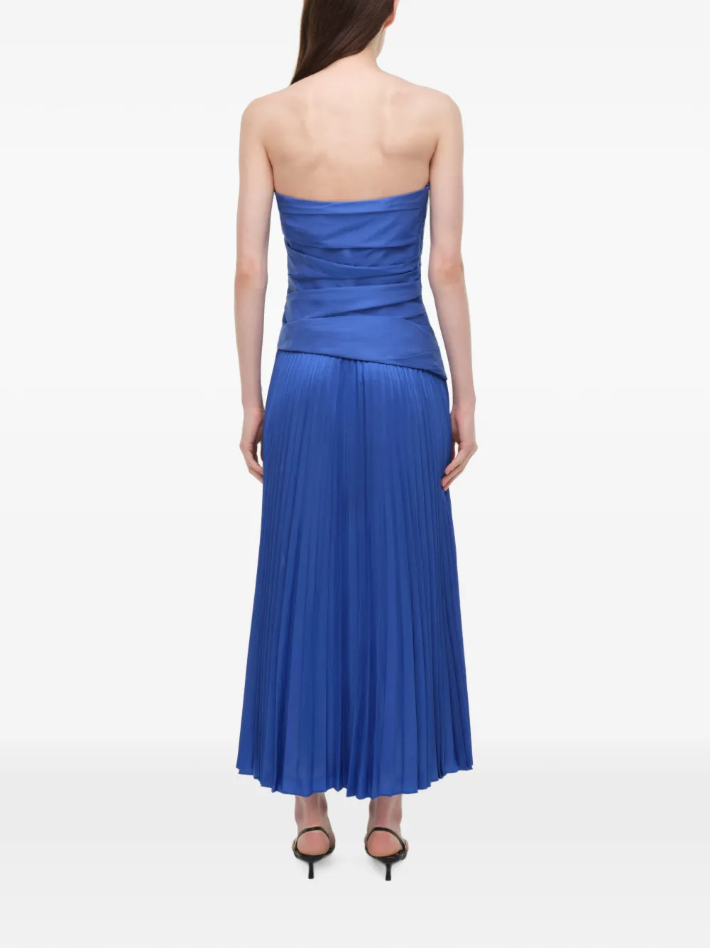 SIMKHAI Aria strapless geplooide midi-jurk Blauw