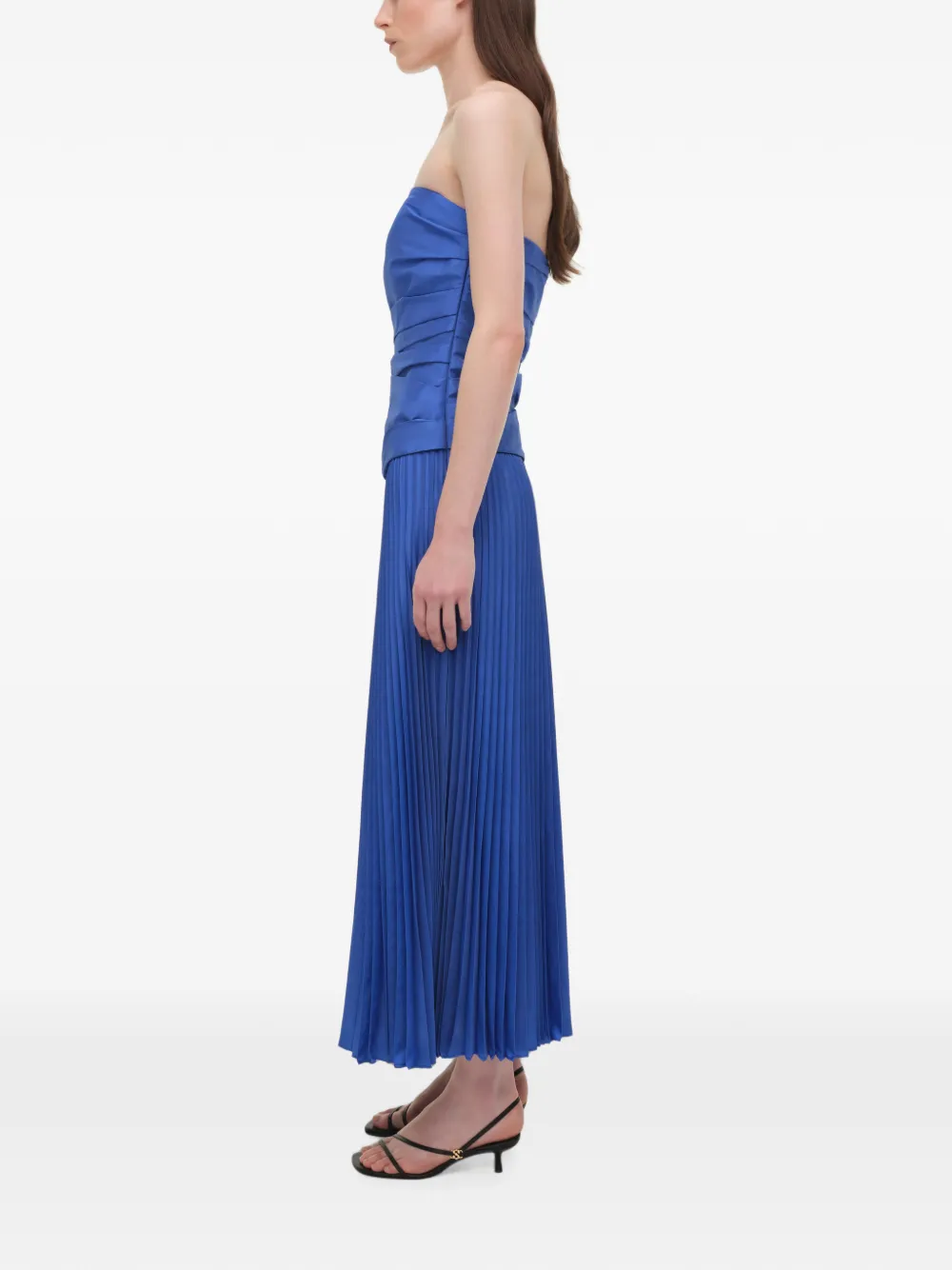 SIMKHAI Aria strapless geplooide midi-jurk Blauw