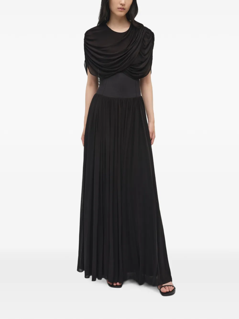 SIMKHAI Nancie gedrapeerde jersey maxi-avondjurk Zwart